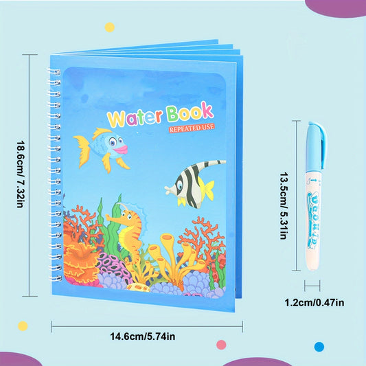 4 reusable water coloring books, portable and educational, improve color perception in home or classroom settings.