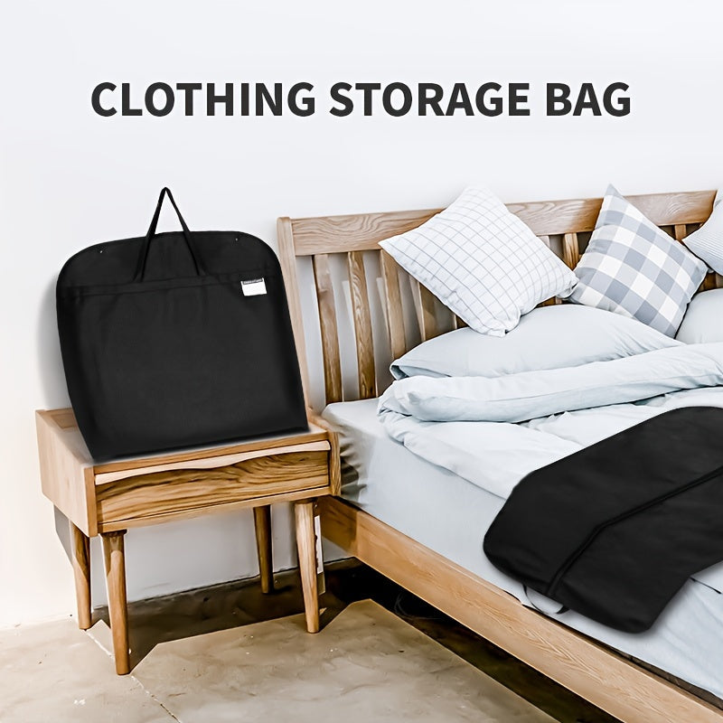 Foldable Black Suit Cover Clothes Bag with Handle, Ideal for Garment Travel Storage in Bedroom, Closet, Wardrobe, Home, or Dorm Room