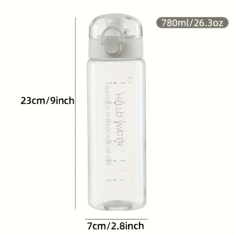 26oz BPA-free plastik suv shishasi, oqmas va tushmas, shaffof, tashqi foydalanish uchun portativ, faqat qo'lda yuvish