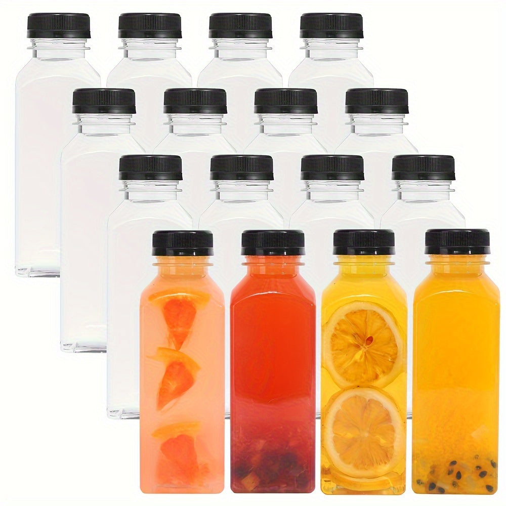 1pc or 4pcs of clear plastic juice bottles with leak-proof caps, ideal for juicing, smoothies, milk, and homemade beverages. Bulk drink containers.