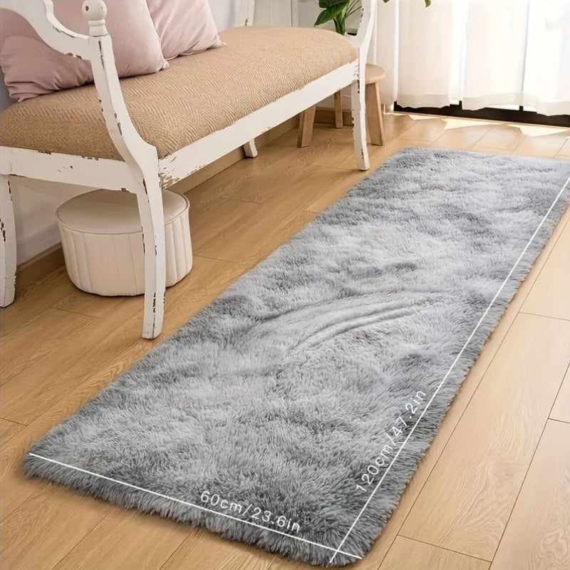 Luxurious Light Gray Plush Area Mat - Soft, Fluffy, Stain-Resistant & Non-Slip, Ideal for Enhancing Living Room, Bedroom, Balcony, or Home Office Décor