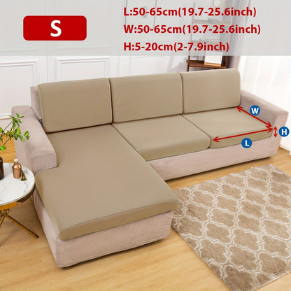 Stretch sofa seat cover to protect living room cushion.