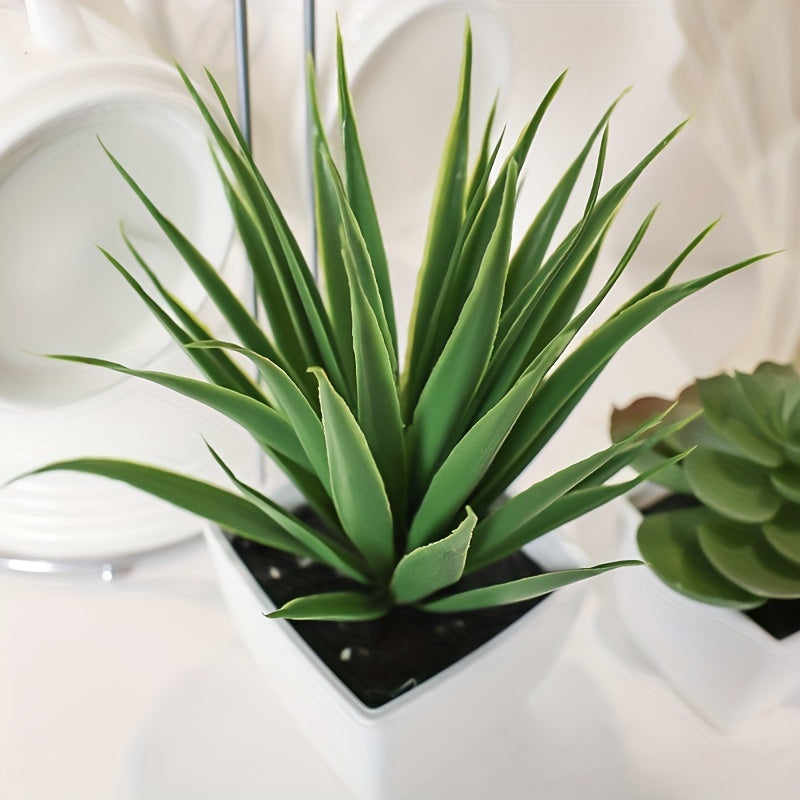 3 fake potted succulents for indoor décor in living room, office, bedroom, or hotel.