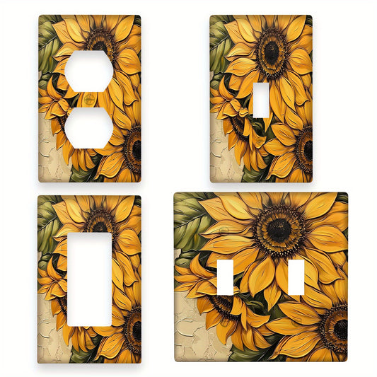 1pc Sunflower wall plate for easy installation in bedrooms or kitchens, no power needed, battery not included.