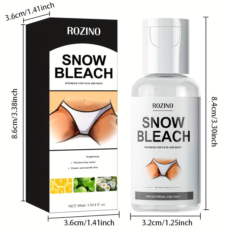 ROZINO Snow Bleach Cream 1.01 oz - Hypoallergenic Skin Lightener for Private Areas & Body - Moisturizes for Radiant Elasticity