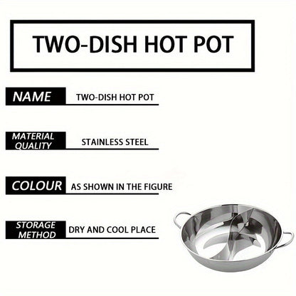 Tabletop Cooking Made Easy with Induction-Compatible 28cm Divider Cookware, Stainless Steel Dual Flavor Shabu Shabu Pot for Energy-Efficient Meals