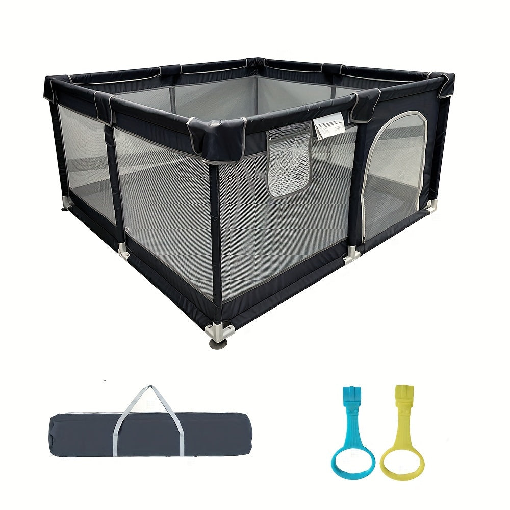 Large 119.89cm Playpen for Kids with Safety Guardrail - Strong and Easy to Clean Polyester, Suitable for Indoor and Outdoor Use, Sturdy Steel Frame, Door with Zipper - Ideal for Children's Playtime and Fun, Playpen for Kids