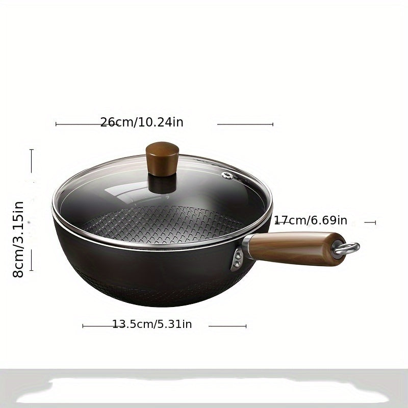 Multi-functional 23.88cm Non-Stick Cast Iron Skillet - Suitable for Gas & Induction Stoves, Great for Cooking for One Person