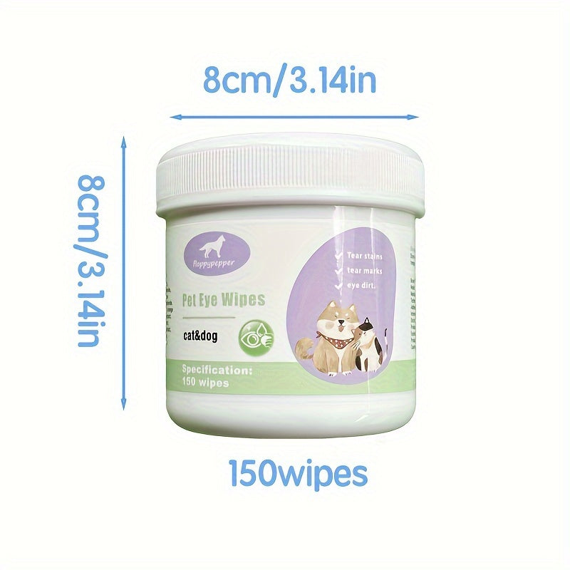 150 pet eye cleaning wipes for dogs and cats, gentle tear stain remover.