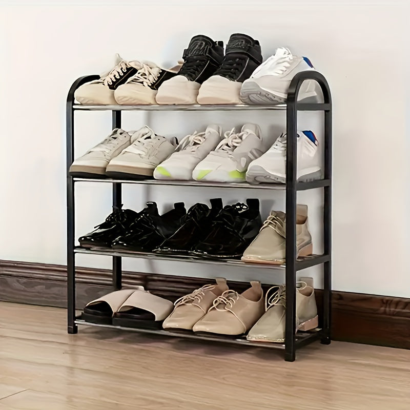 4-Tier Black Shoe Rack with Ample Space - Simple Assembly, Ideal Storage Solution for Dorms, Schools & Homes, Made from Strong Polypropylene, Shoe Organizer with Large Capacity