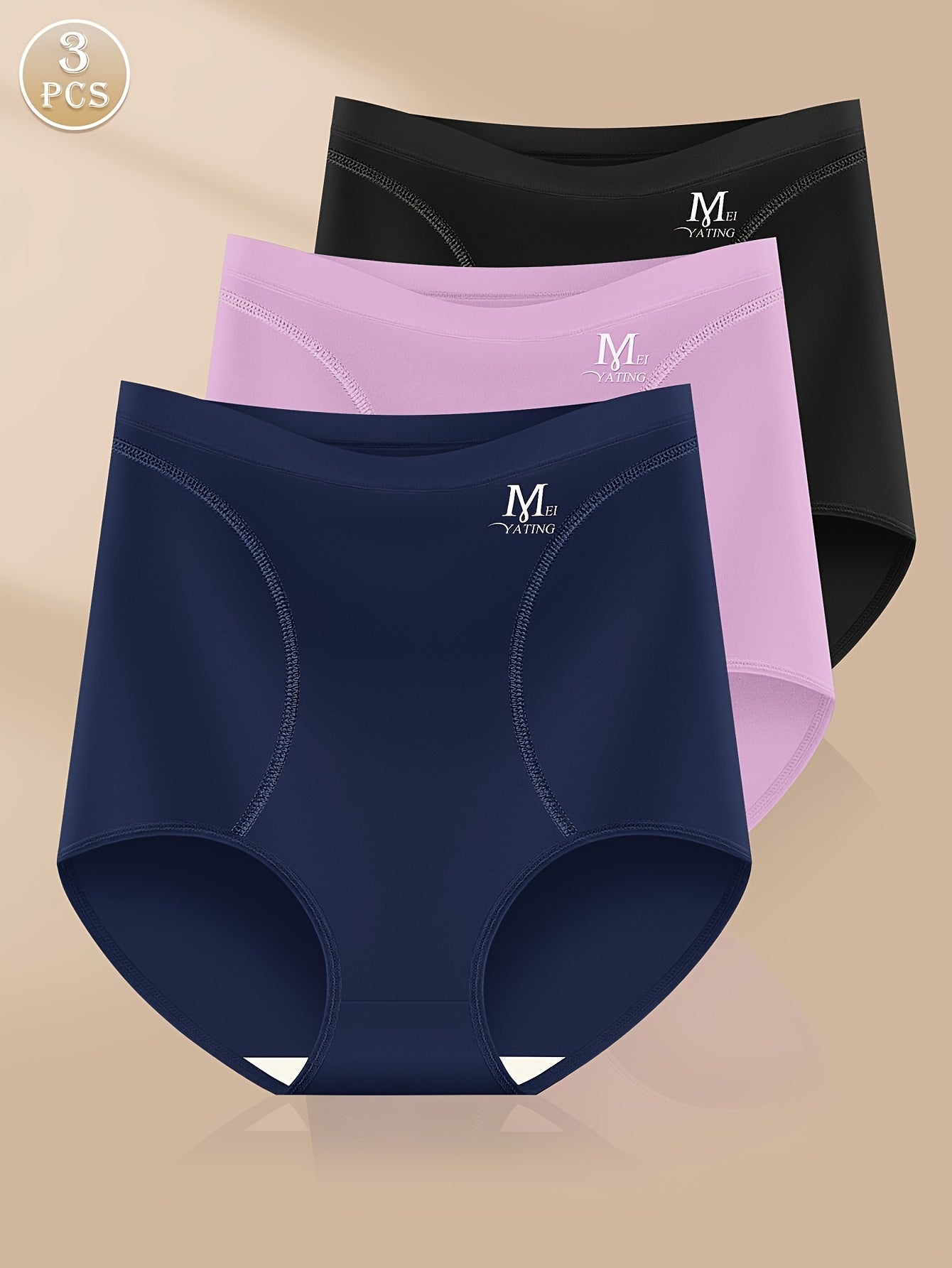 3-Pack of MIOTAN high-waisted tummy control briefs for women made of seamless solid color fiber with an elegant style and comfortable fit. They are designed for shaping and lifting, made of