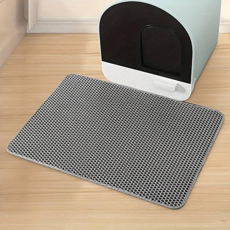 Large premium cat litter mat, recyclable, odorless, waterproof, easy to clean, anti-odor, ideal for carpeted litter boxes, made of durable EVA/PE material.