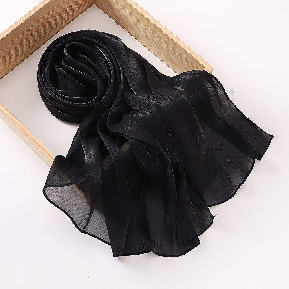 Pleated crinkled design hijab with glitter chiffon for elegant Muslim headwear.