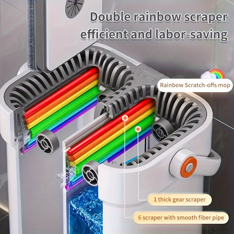 Introducing the 2024 New Model Rainbow Washable Flat Mop with Bucket – the ultimate all-in-one wet and dry mop for your home cleaning needs. Made from durable plastic and PP material, this versatile cleaning tool set is perfect for use in the living