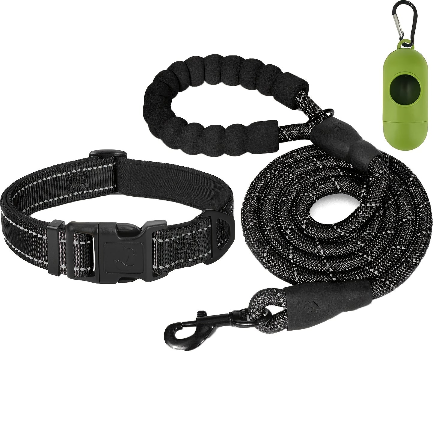 Reflective leash and adjustable nylon collar set for dogs of all sizes from JOYTALE.