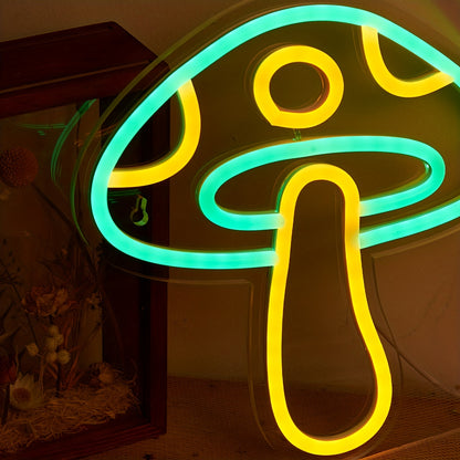 USB powered mushroom-shaped LED neon sign, great for bedroom decor, parties, weddings, and holidays.