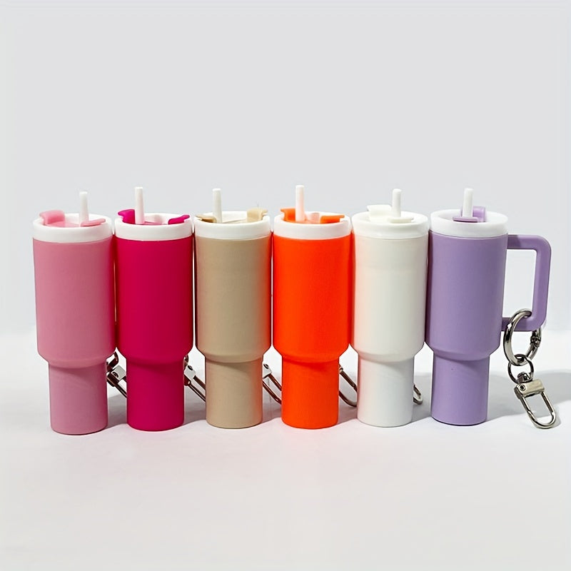 Set of 6 Mini Cup Keychains Featuring Lipstick Holder and Trinket Storage - Ideal Women's Gift - Made of PVC, Valentine's Day Design