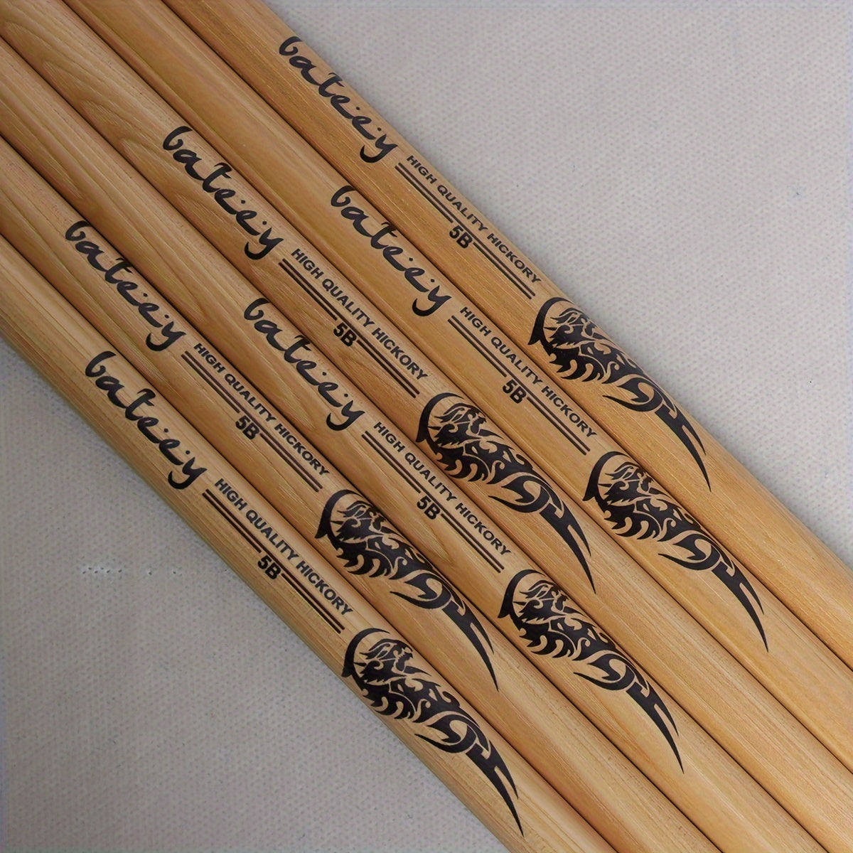 North American walnut drumsticks available in 5A, 5B, and 7A models for performance and practice.