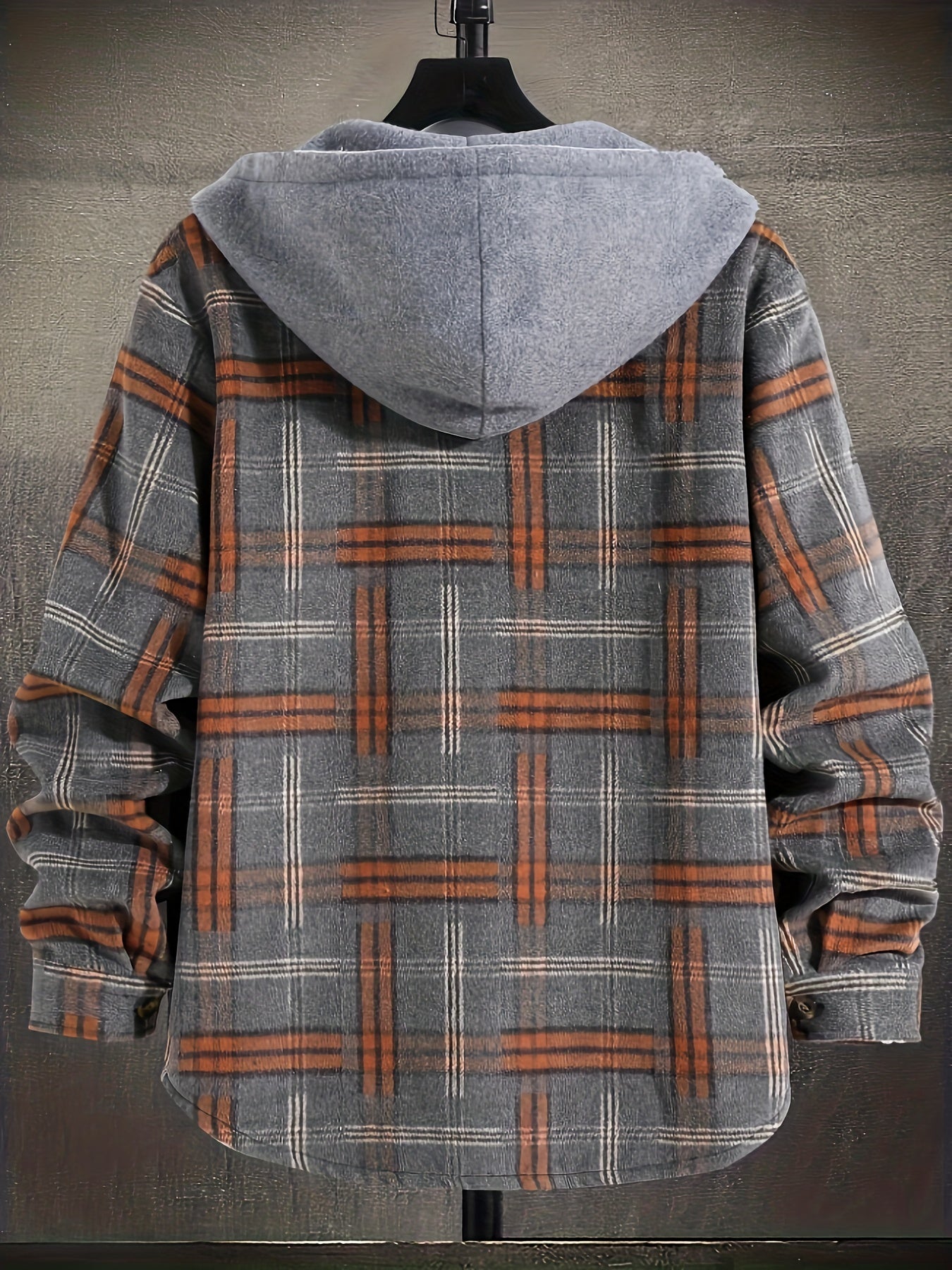 Men's Harajuku Style Plaid Hoodie with Color-Matching Splicing