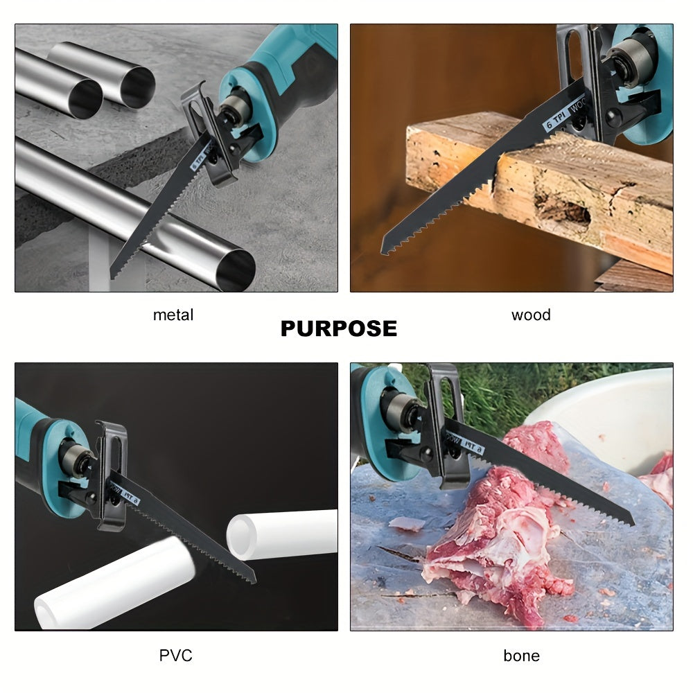 JSD-HOPE Cordless Reciprocating Saw with European Standard Plug, Durable PPSU Material, Rechargeable 18650 Battery Included (No Chainsaw Disc Blade)