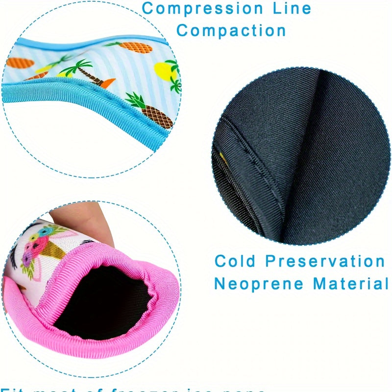 Neoprene Popsicle Holder Case - Washable, Reusable Ice Pop Sleeve Cover with Assorted Patterns, Non-Food Contact, Essential Kitchen and Dining Accessory