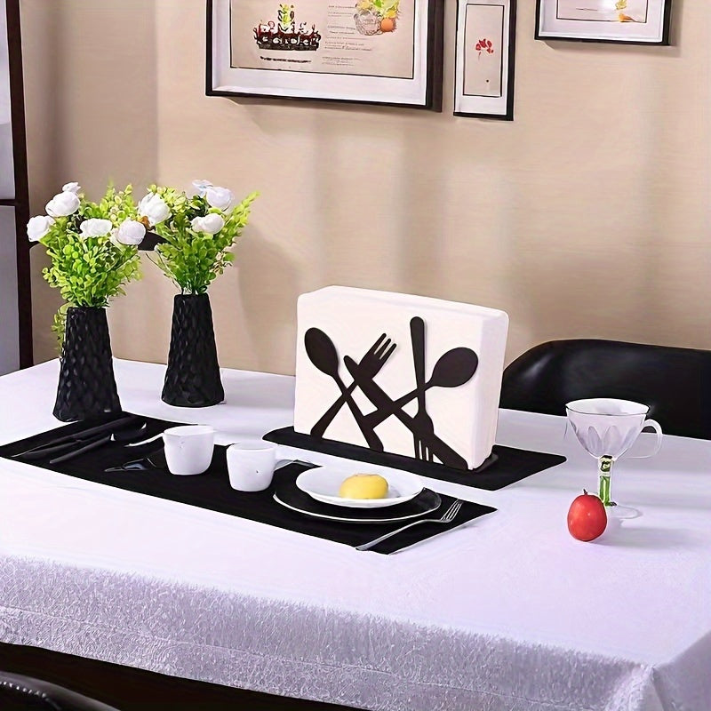 Black cast iron napkin dispenser for home and restaurant table decor.