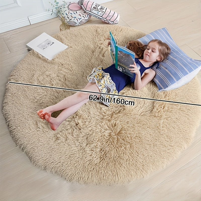 Round Large Ultra Soft Plush Rug - Non-slip and Waterproof Shaggy Throw Rug for Living Room, Bedroom, Nursery, Game Room, and Dormitory. Perfect Teenage Room Decoration - Room Decor (10.16cmX10.16cm)