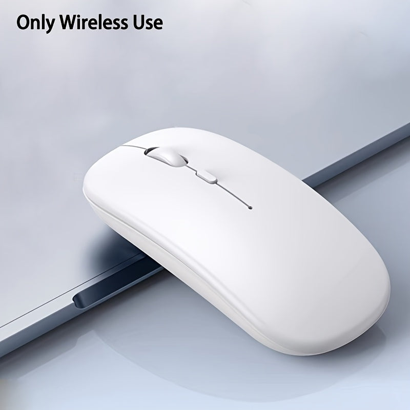 Ergonomic slim wireless mouse for gaming and office use. Streamlined curved design with low latency. Windows 10 compatible. Battery not included.