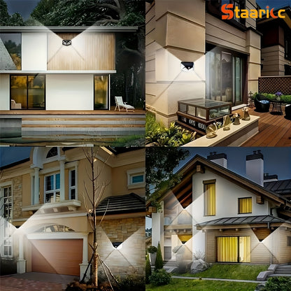 The Staaricc solar lamp is an energy-saving light with 100 LEDs and a motion sensor. It has three modes, a 270° illumination range, and is suitable for outdoor spaces like gardens, fences