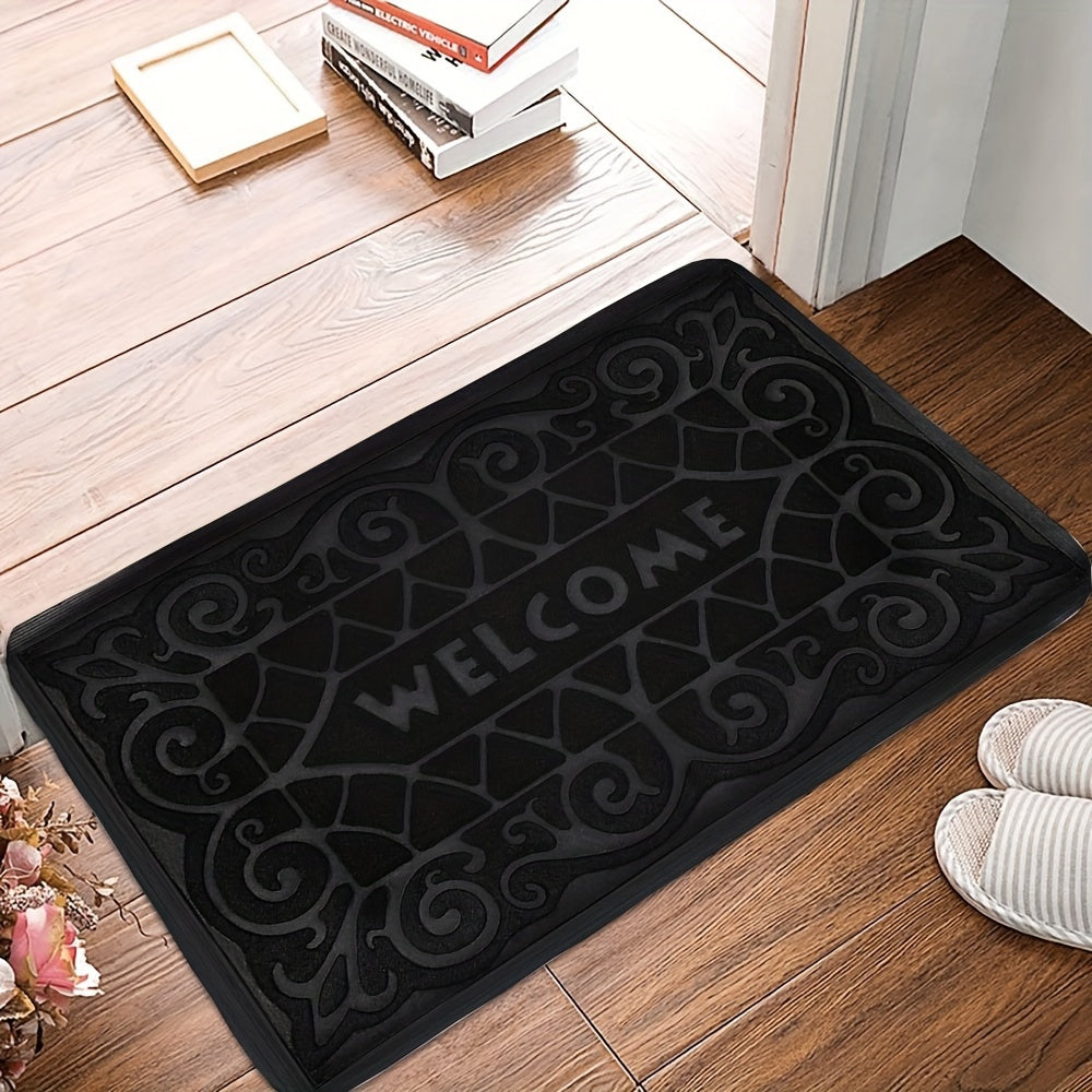 Welcome your guests with this 1-piece doormat. Made of hand washable polyester with an anti-slip PVC backing, this dirt-resistant, rectangle entry rug is perfect for both indoor and outdoor use.