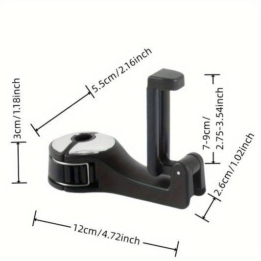 Car mobile phone holder with hidden hook for backrest and multifunctional rear headrest holder.