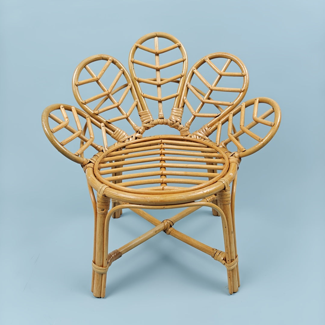 Bamboo Chair and Flower Chair Photography Props, Rattan Basket Posing Prop, Studio Accessories for Shooting Furniture