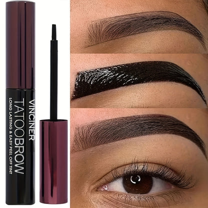 Long-lasting black/brown waterproof eyebrow gel with semi-permanent dye.