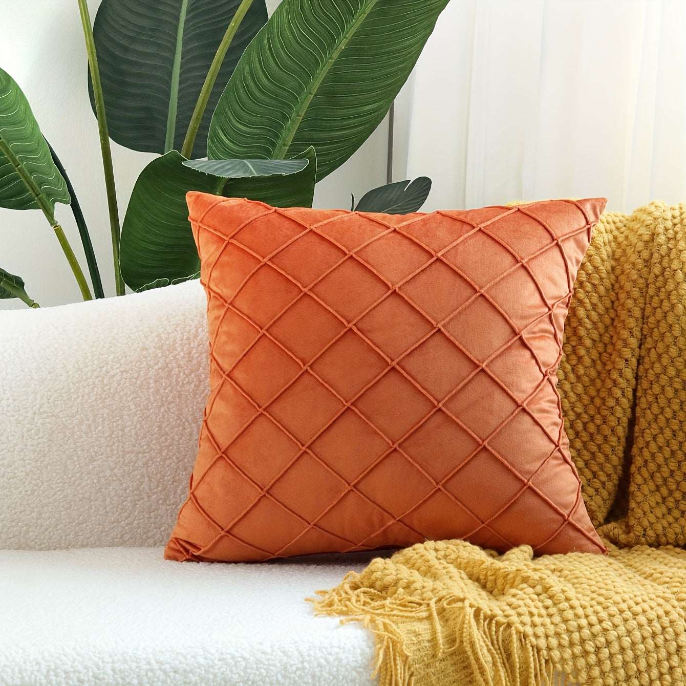 Modern Argyle Throw Pillow Case made of polyester velvet for soft, comfortable home, office, living room, and sofa décor (Pillow core not included).