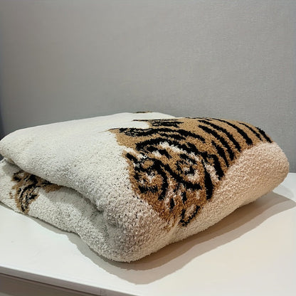 Stay warm and cozy with this Nordic Tiger Pattern Knitted Blanket - perfect for snuggling on the sofa, in the office, or while camping or traveling. This soft and comfortable blanket is ideal for staying comfortable and warm while enjoying a nap or