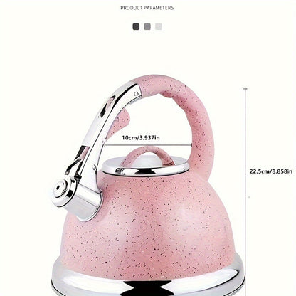 The HausRoland 3.5L Stainless Steel Whistling Tea Kettle is perfect for stovetop use. This large capacity teapot features a cool grip ergonomic handle and is compatible with induction cooktops. No electricity required.