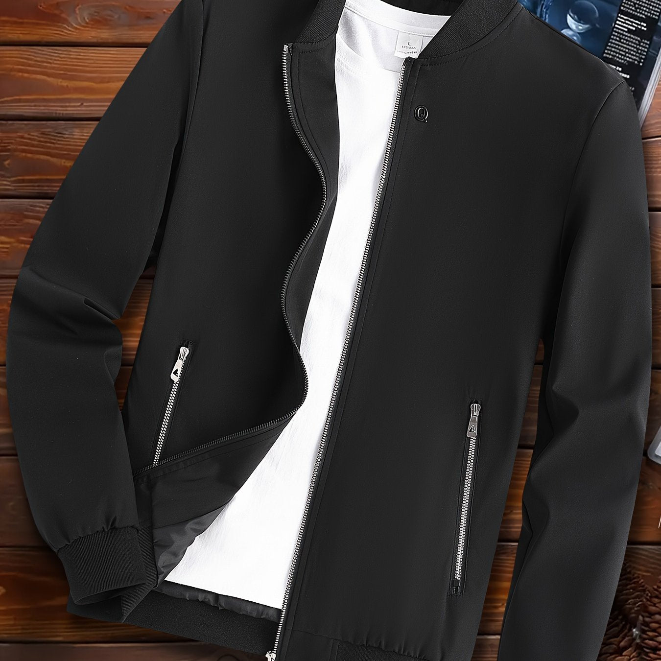 Baseball collar zip-up jacket for men, perfect for spring and fall sports. Great gift idea.