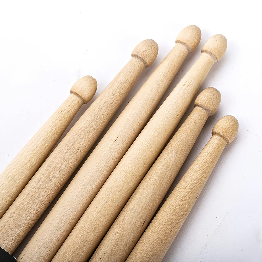 5A maple drumsticks with non-slip rubber handle, ideal for beginners. Available in 5 colors!