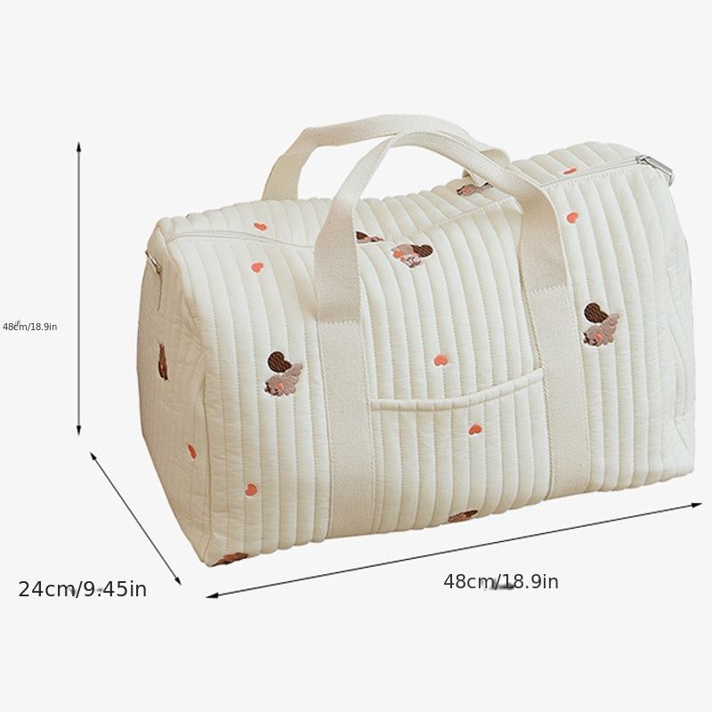 Chic Travel Bag with Elegant Embroidery - Spacious, Convenient, Ideal for Busy Moms!