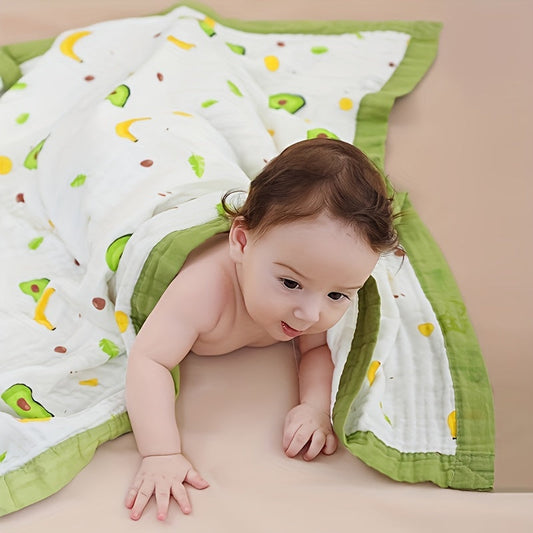 Soft and absorbent 6-layer bath towel for kids with wide edges. Breathable and perfect for naps or stroller covers. Hand wash only. Comes in a variety of mixed colors.