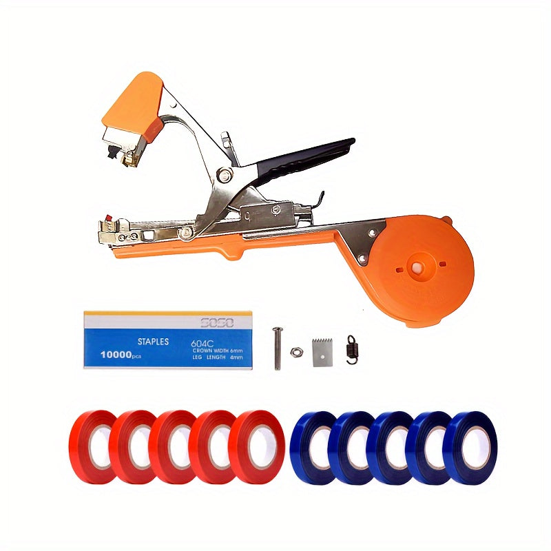 Plant tying machine for binding grape tomatoes, cucumbers, eggplants, peppers, and vines. Ideal for garden and agricultural use.