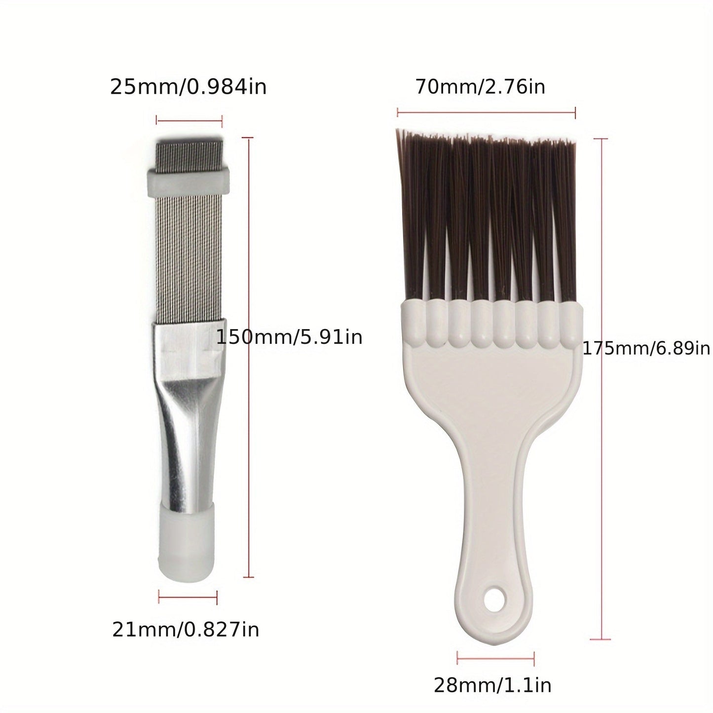 Air Conditioner Fin Comb Set - 2 Pieces with Plastic Handle and Stainless Steel Brush for Efficient Condenser Coil Cleaning and Repair - No Electricity Required