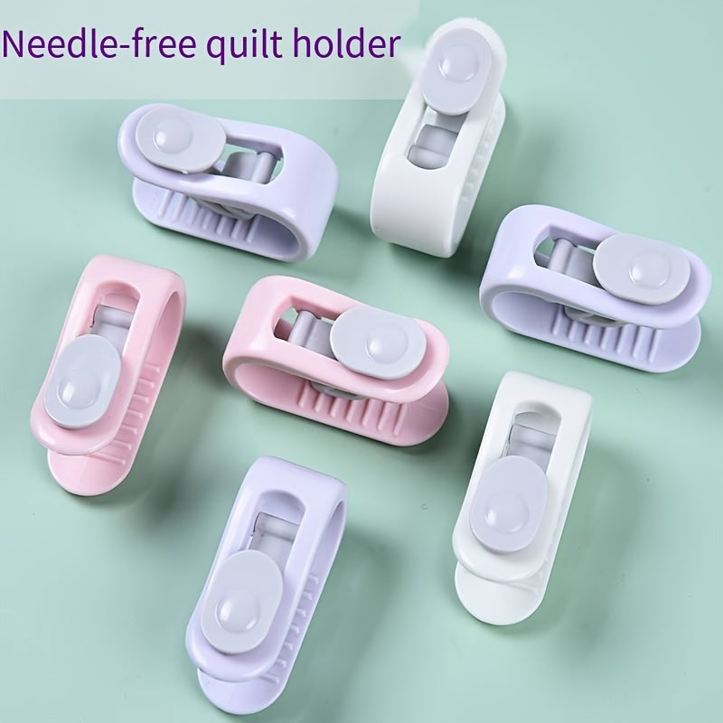 1 piece of invisible no-sew clips made of polypropylene material, designed for quilts, bedsheets, and duvet covers. These safe and secure holders feature a needle-free design and thumb clasp for seamless clasp for spot-cleaning and home use.