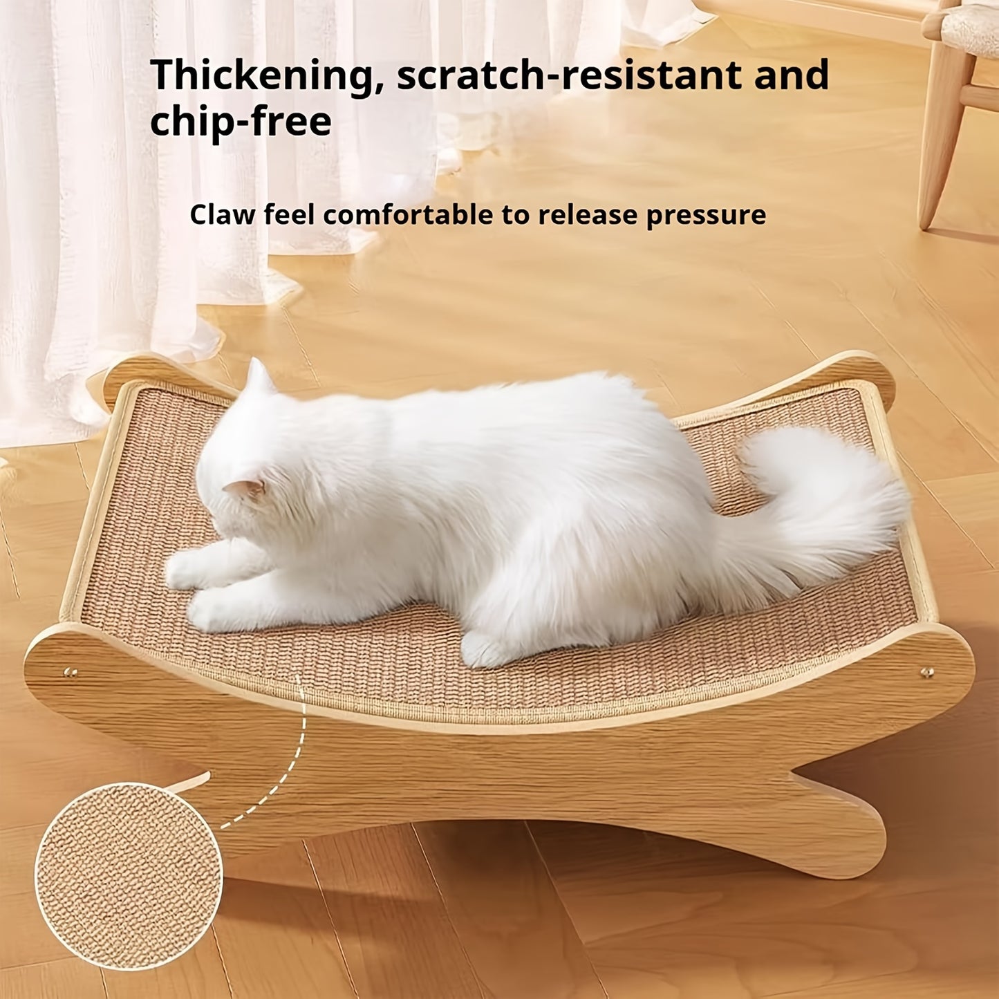 Durable cat scratcher lounge with play mat - multi-functional sofa for cats to sleep and grind claws.