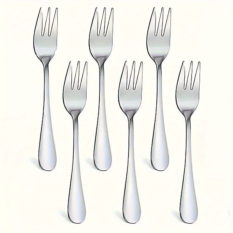 6/12 piece set of stainless steel dessert forks for appetizers, cocktails, salads and fruit; perfect for parties and travel.