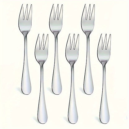 6/12 piece set of stainless steel dessert forks for appetizers, cocktails, salads and fruit; perfect for parties and travel.