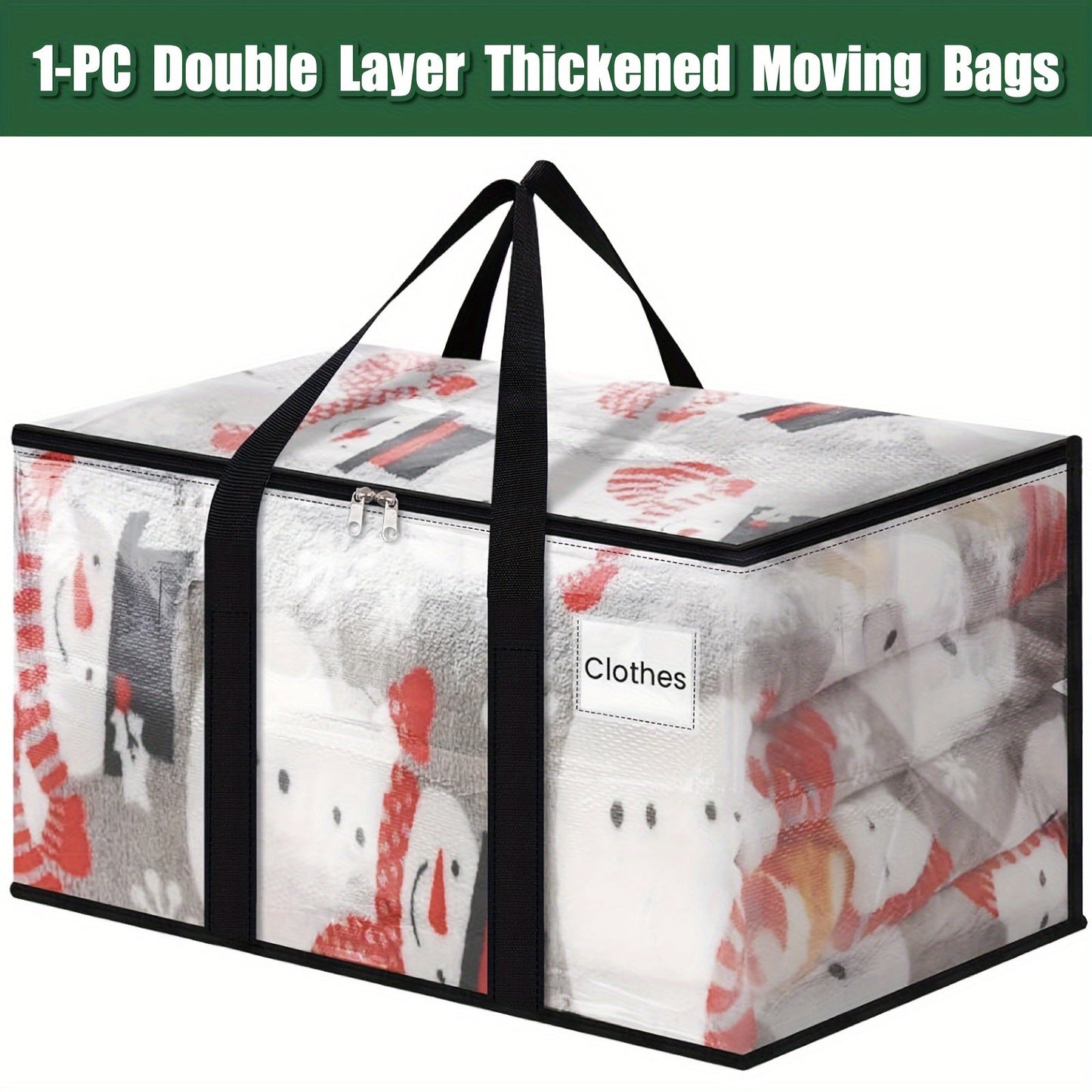 1-piece Heavy-Duty Clear Storage Bag Featuring Durable Zippers & Handles - Waterproof, Foldable Moving Tote for Packing & Organizing, Compact Design for Under-Bed Storage