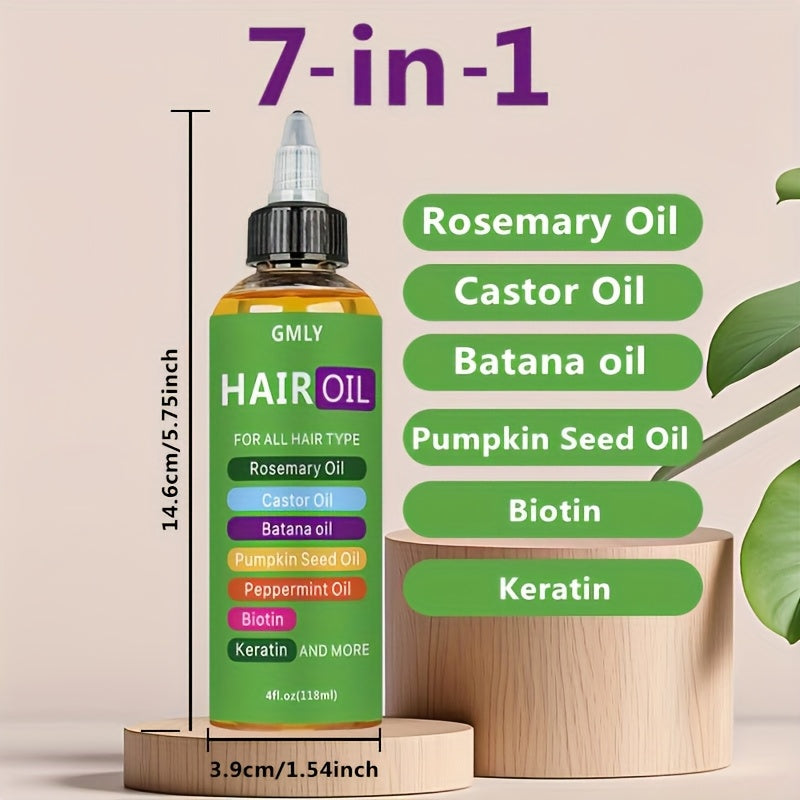 4oz Rosemary Hair Oil Blend for all hair types with Castor, Batana, Biotin, Aloe Vera, Jojoba Oils.