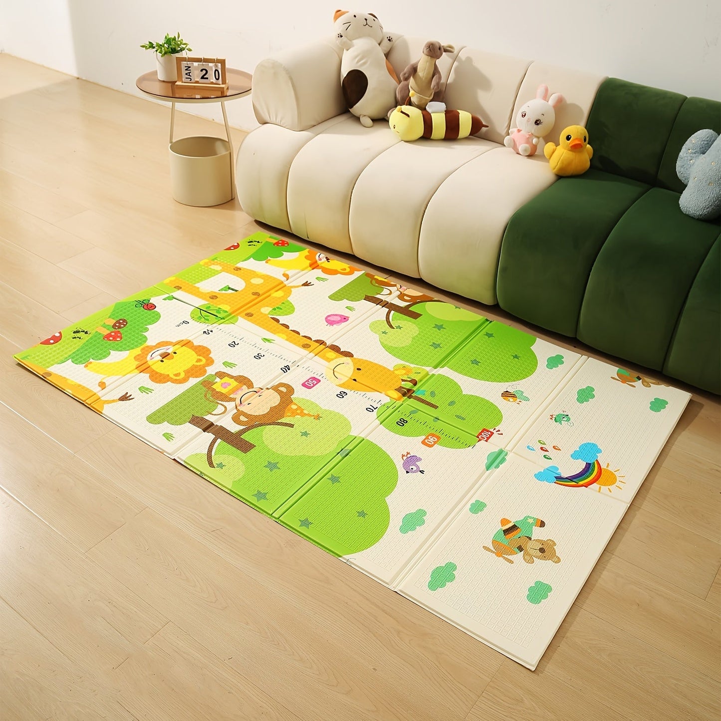 The LSAV Portable Play Mat features a charming Cartoon Animal Design and is both foldable and easy to store. It comes with a convenient carry bag, making it perfect for use at home, in the living room, or while traveling. Constructed from durable XPE