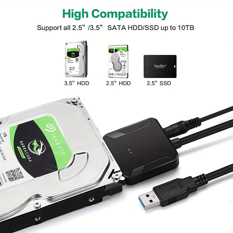 SATA to USB 3.0 adapter for converting external hard drives and SSD/HDD data transfers.